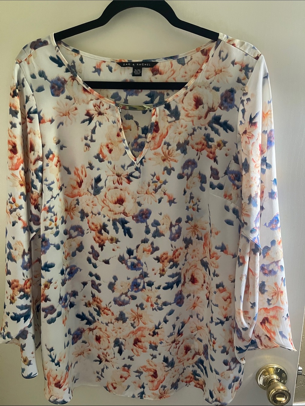 Zac & Rachel Floral Bell Sleeve Blouse XL